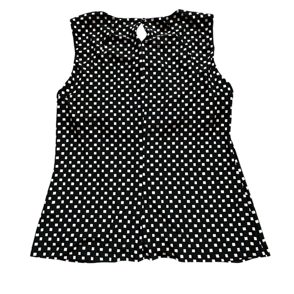 Tommy Hilfiger Black White Sleeveless Geometric Blouse Size M